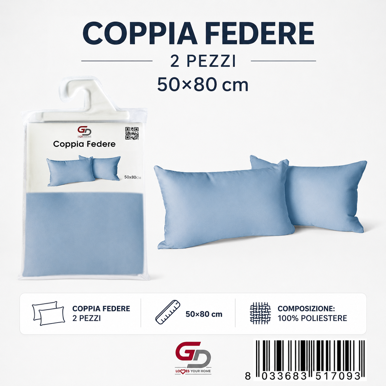 Federa Per Cuscino Azzuro