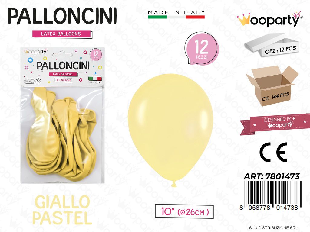 Palloncini Giallo Pastel 10 D.26CM 12PCS