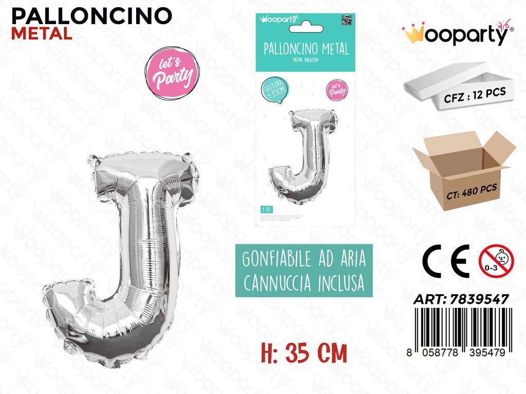Palloncino Argento Metal 35CM L. J