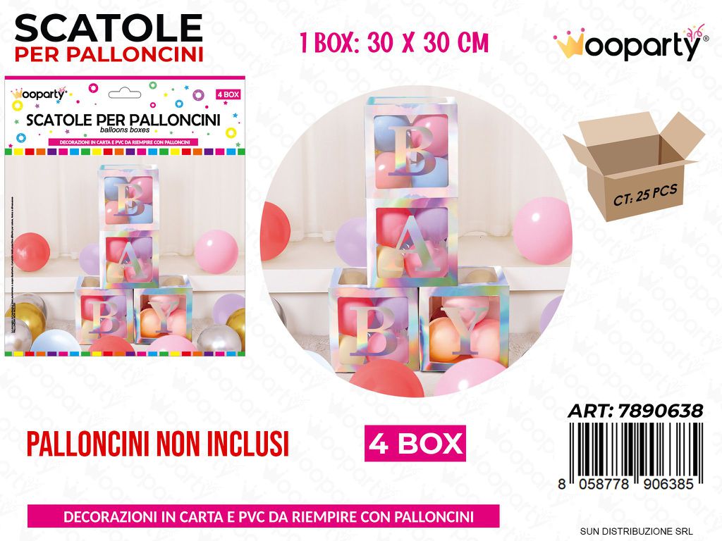 Scatole per Palloncini 4BOX Baby Multicolor 30*30CM