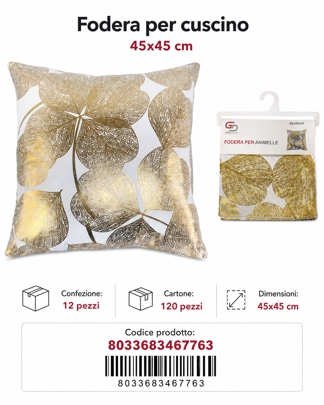 Federa Per Cuscino Animelle 45*45Cm