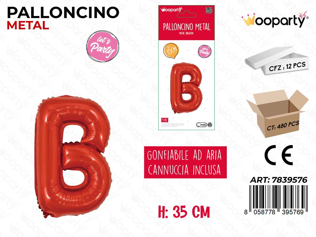 Palloncino Rosso Metal 35CM L. B
