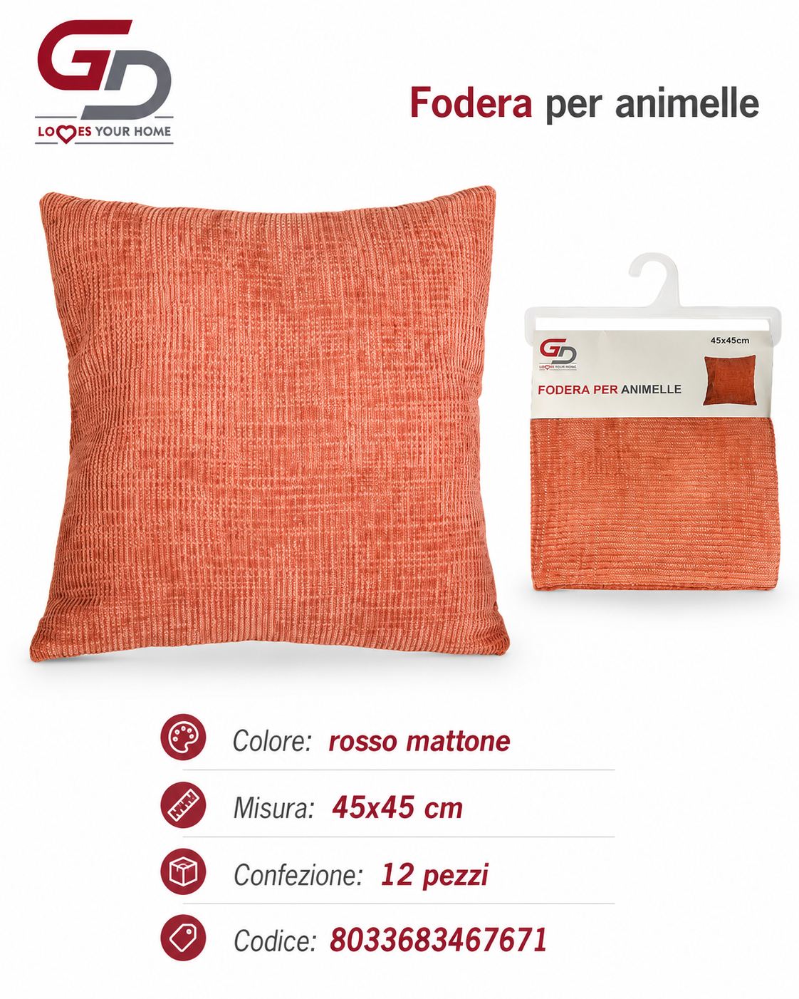 Federa Per Cuscino Animelle 45*45Cm