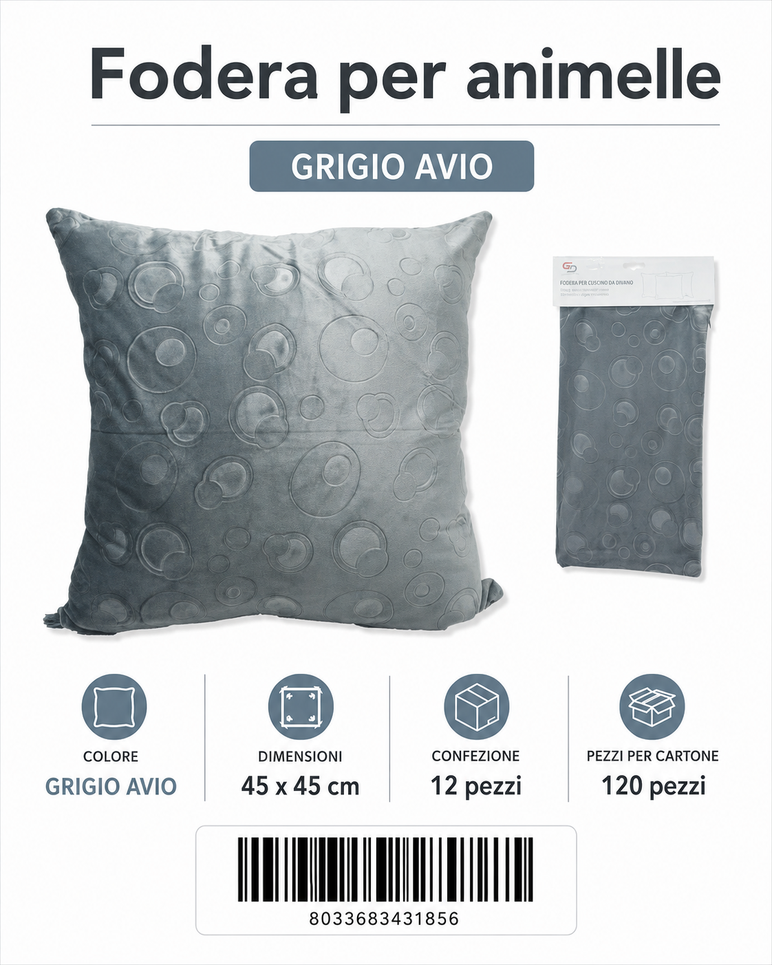 Federa Per Cuscino Animelle 45*45Cm