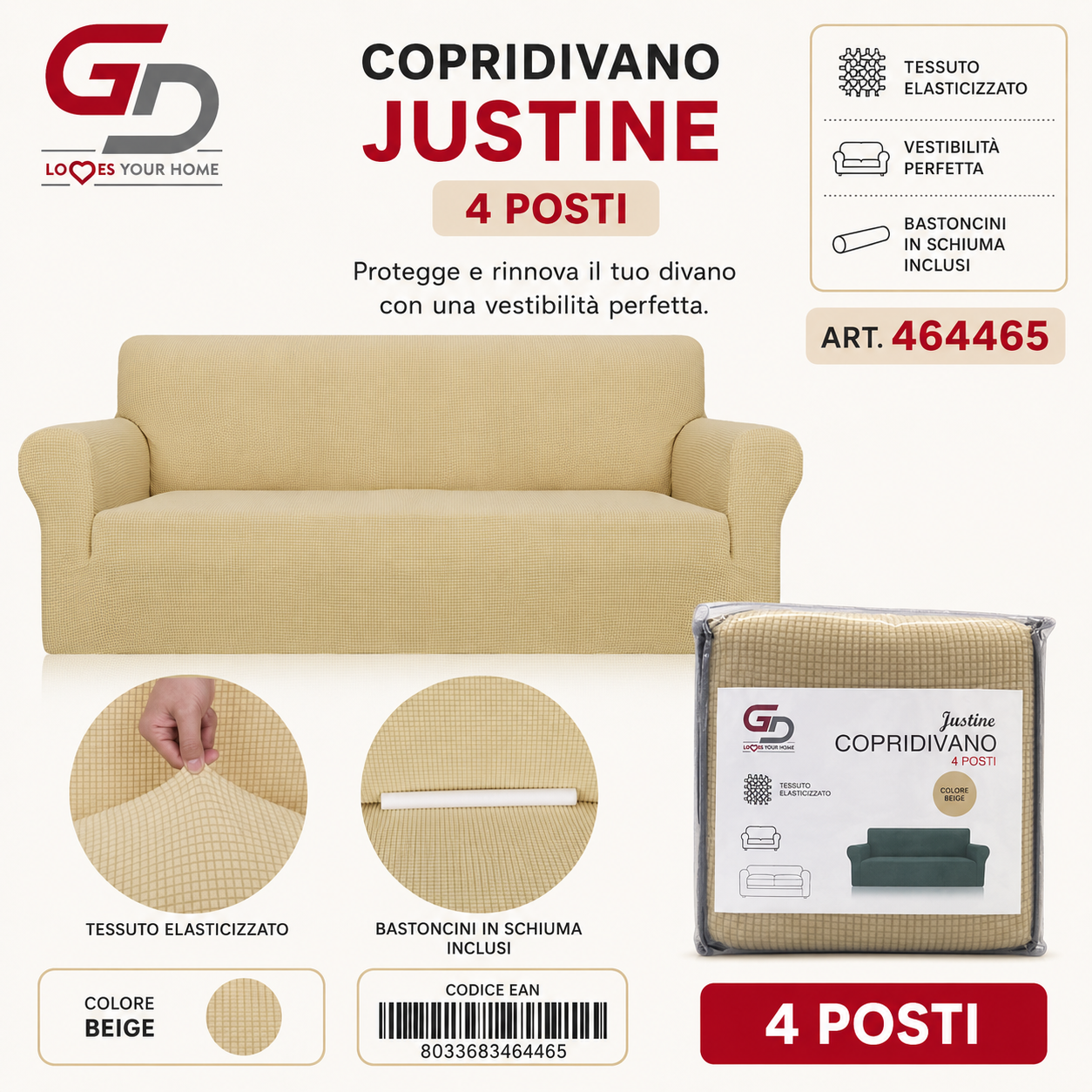 Copridivano Justine 4 Posti