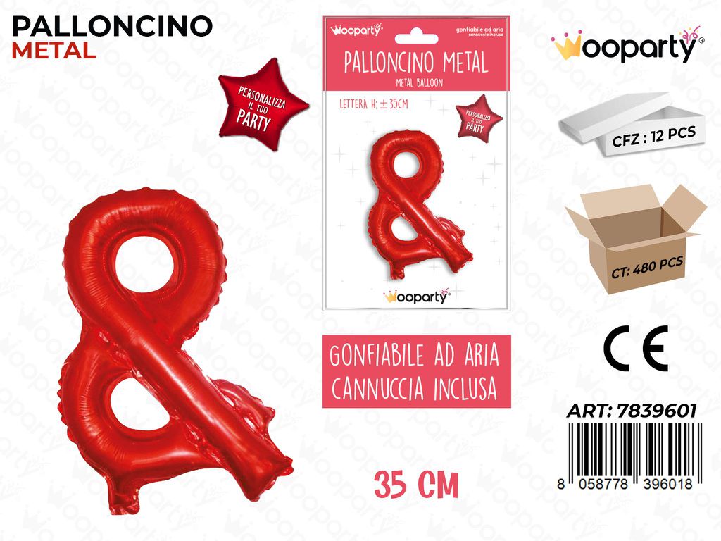 Palloncino Rosso Metal 35CM L. E Comme.