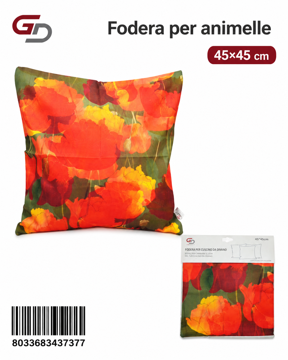 Federa Per Cuscino Animelle 45*45Cm