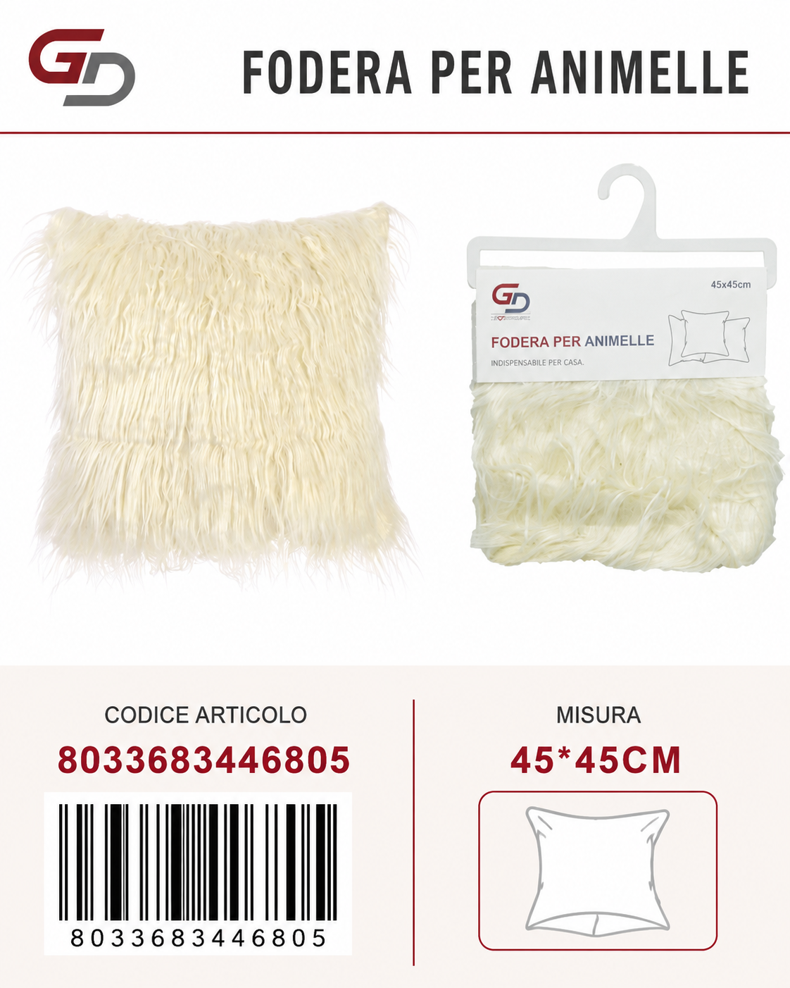 Federa Per Cuscino Animelle 45*45Cm
