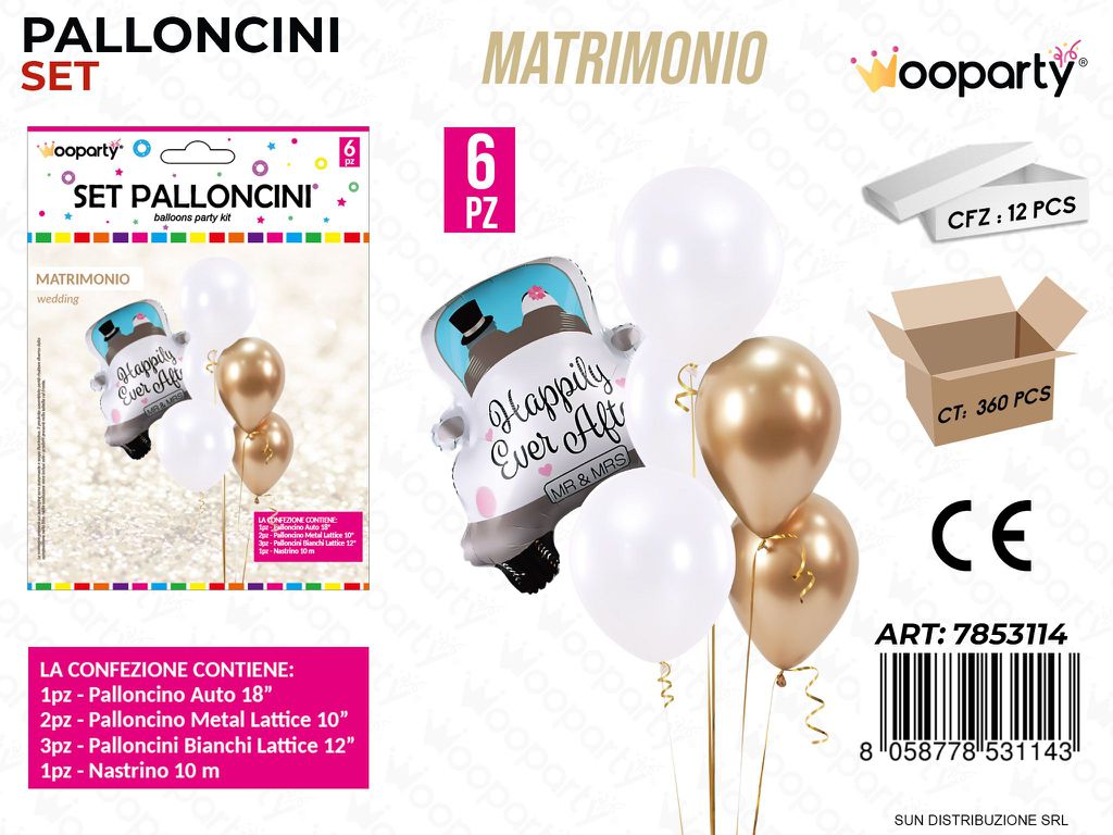 Set Palloncini Matrimonio 6PCS Ass.
