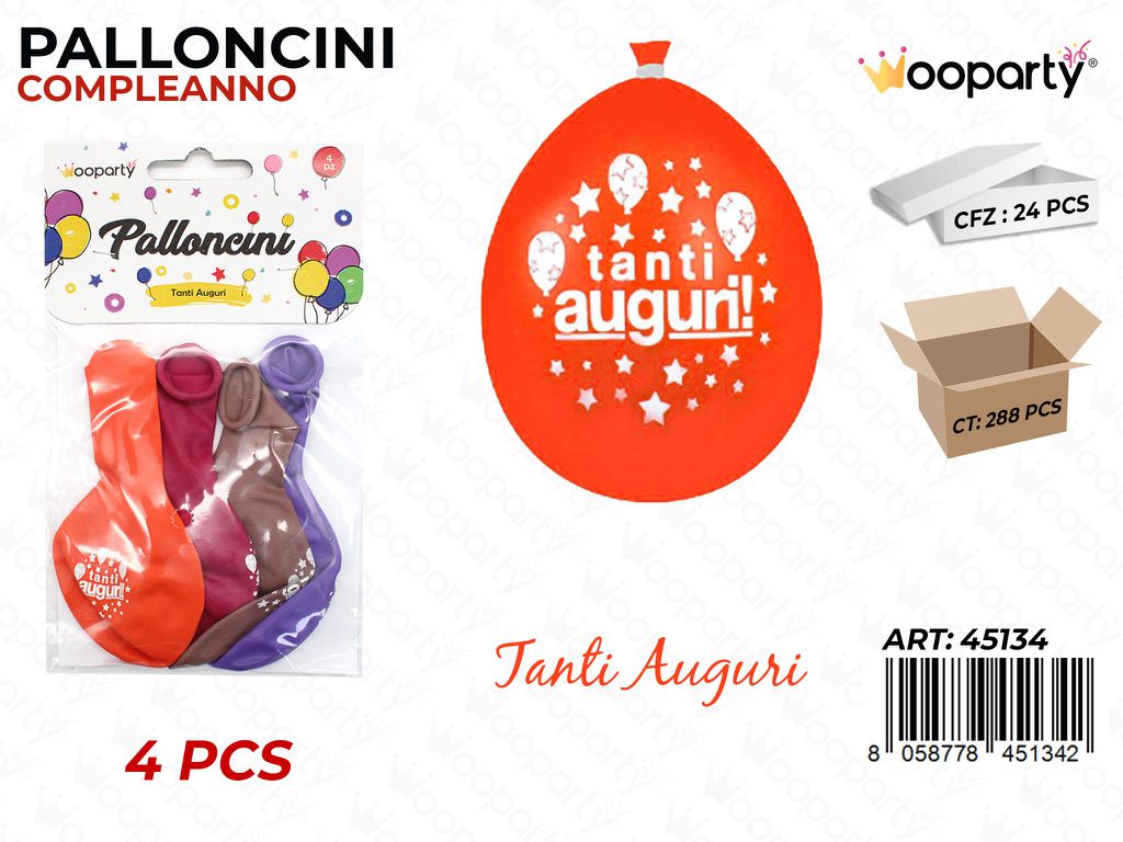 Palloncini Tanti Auguri Ass. 4PCS