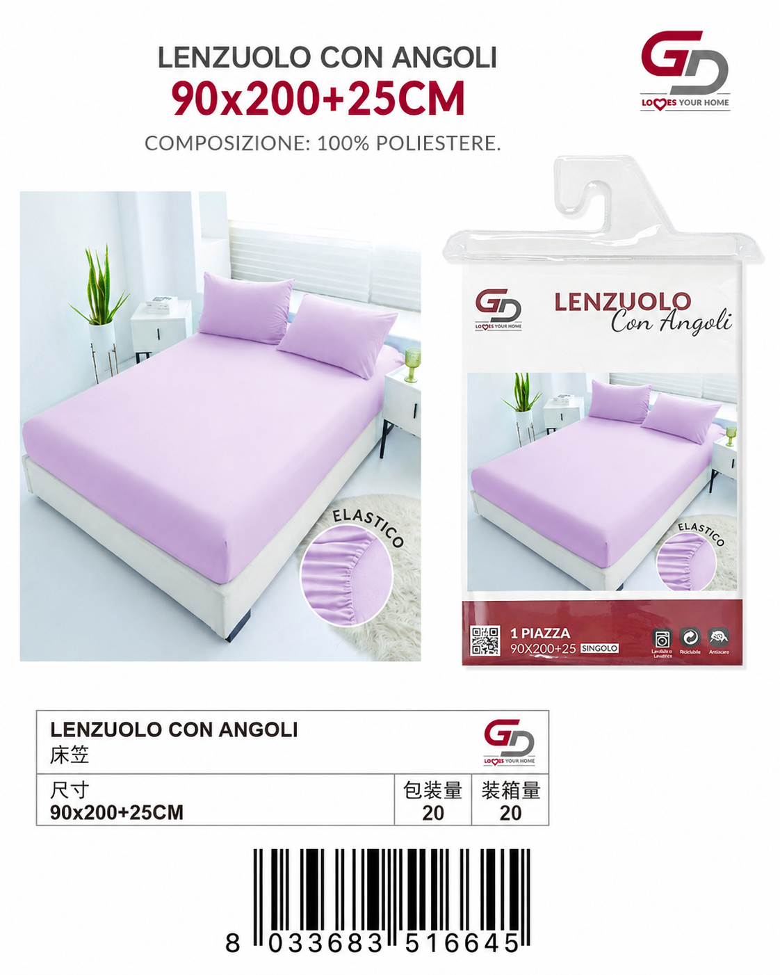 Lenzuolo Con Angoli Copripiumino+1 Federa Cuscino
