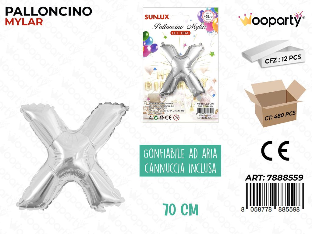Palloncino Mylar *X* Argento 70CM