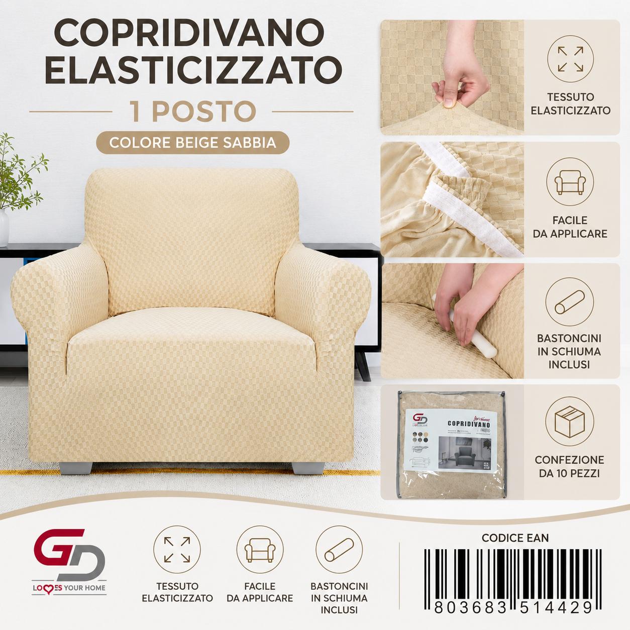 Copridivano 1Posto Non Impermeabile