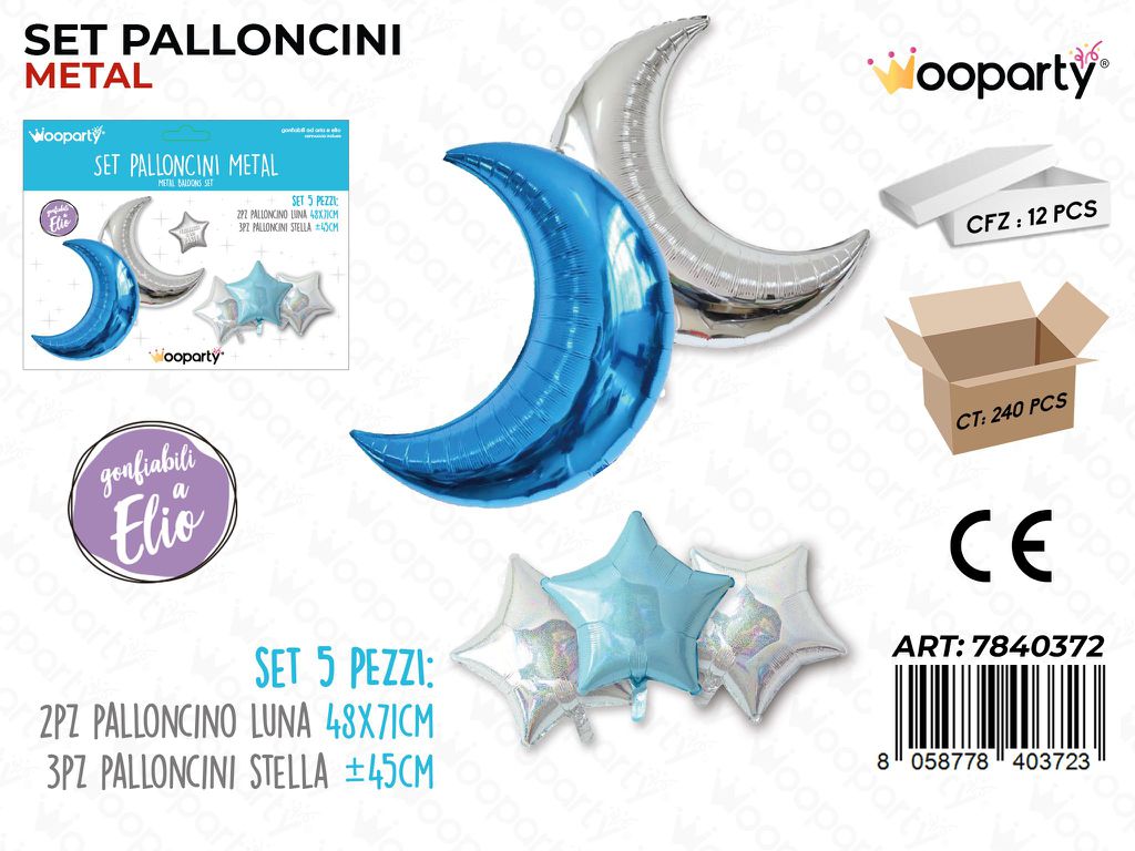 Set Palloncini Metal Luna Celeste 5PCS