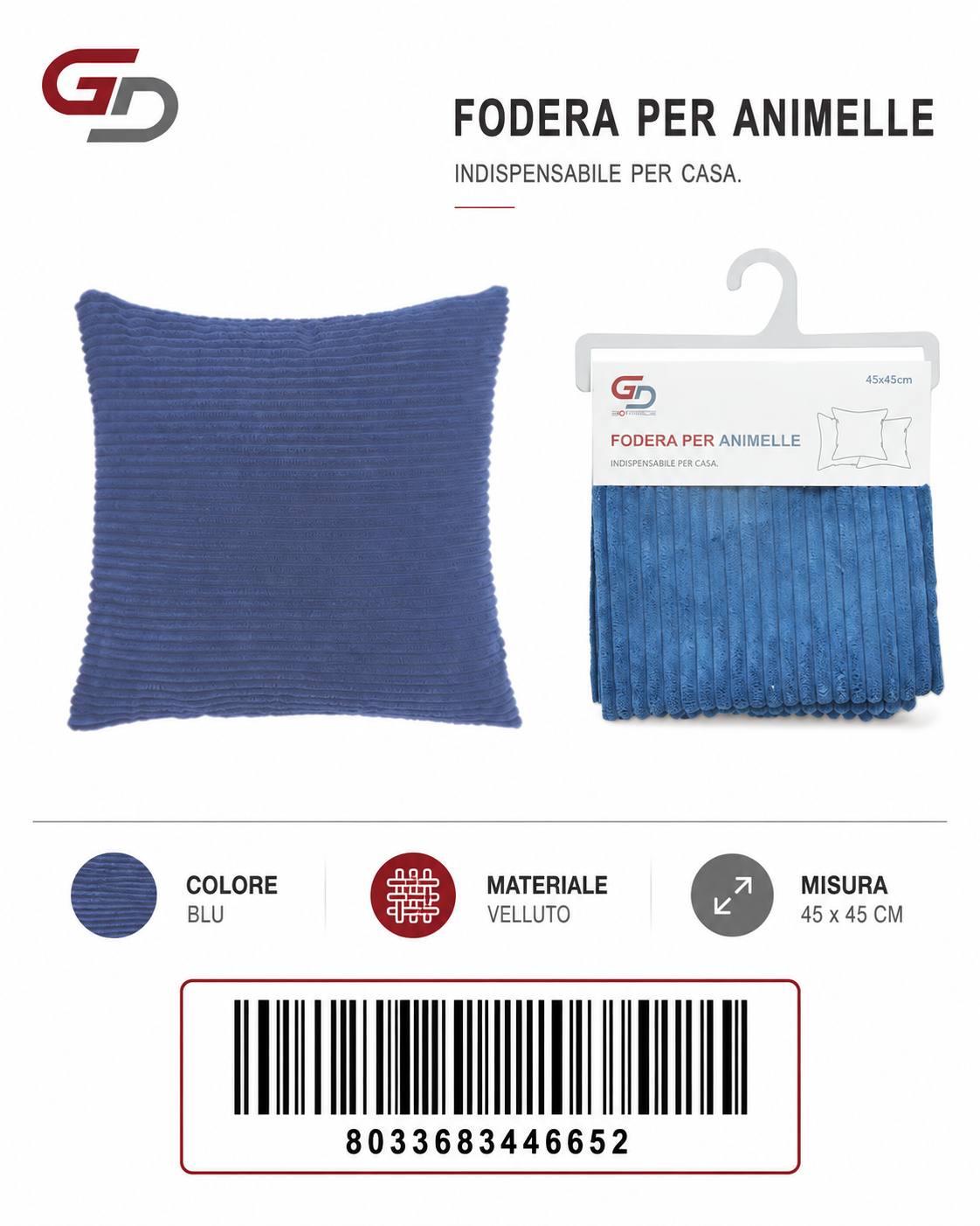 Federa Per Cuscino Animelle 45*45Cm
