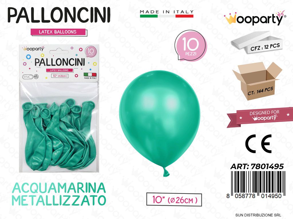 Palloncini Acquamarina Metal 10 D.26CM 10PCS