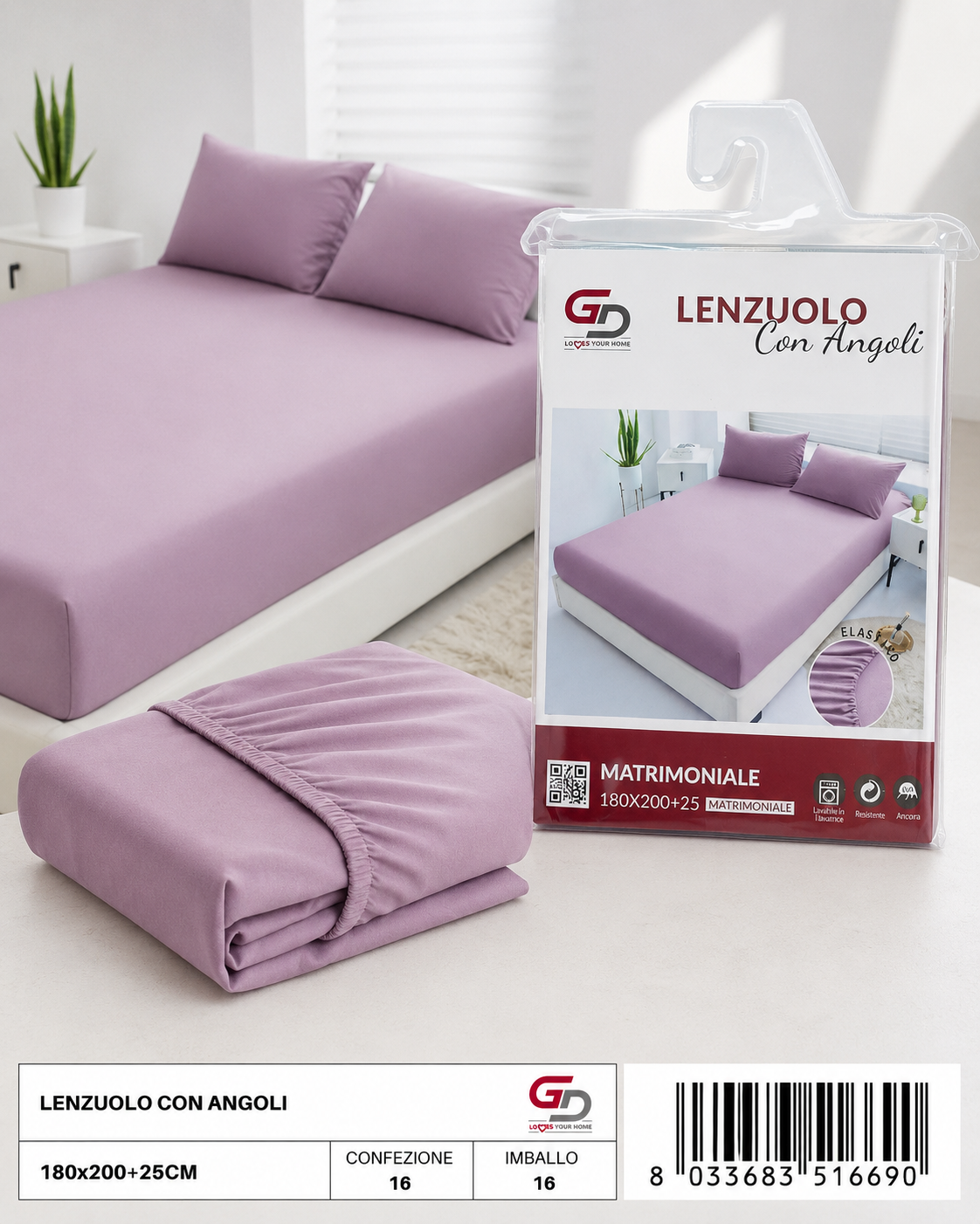 Lenzuolo Con Angoli Copripiumino+2 Federe Cuscino