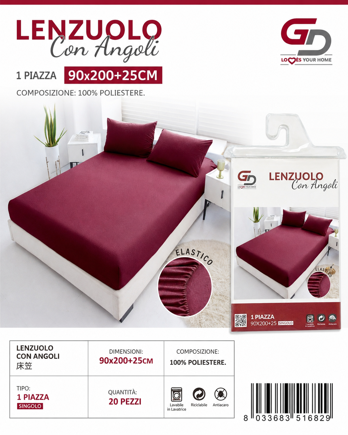 Lenzuolo Con Angoli Copripiumino+1 Federa Cuscino