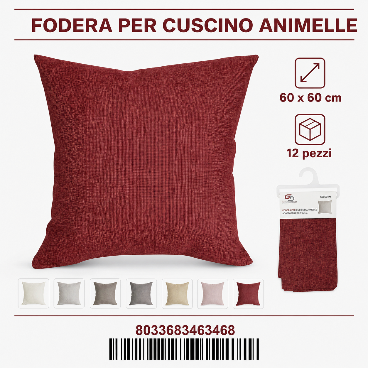 Federa Per Cuscino Animelle Joelle 60*60Cm