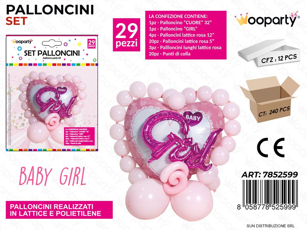Set Palloncini Baby Girl 29PCS Ass.