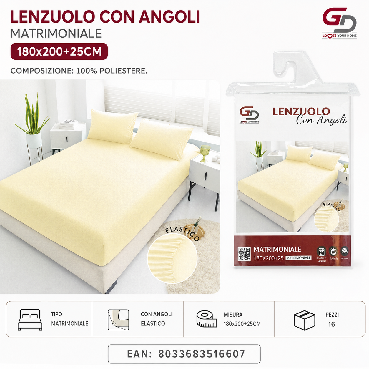 Lenzuolo Con Angoli Copripiumino+2 Federe Cuscino