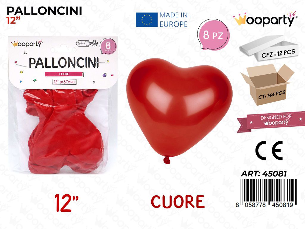 Palloncini Rosso Cuore 12 8PCS