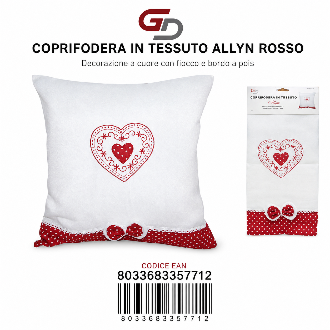 Federa Per Cuscino 42*42Cm Allyn Rosso