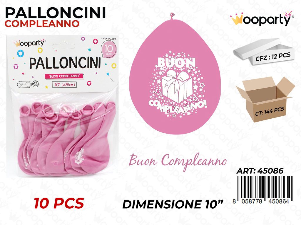 Palloncini B. Compleanno Rosa 10 10PCS