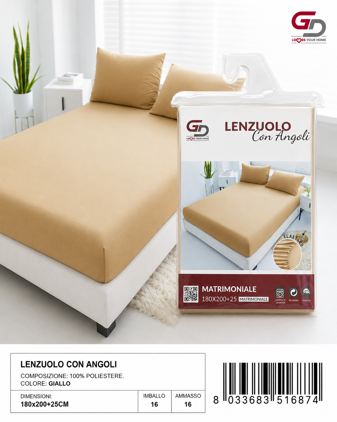 Lenzuolo Con Angoli Copripiumino+2 Federe Cuscino