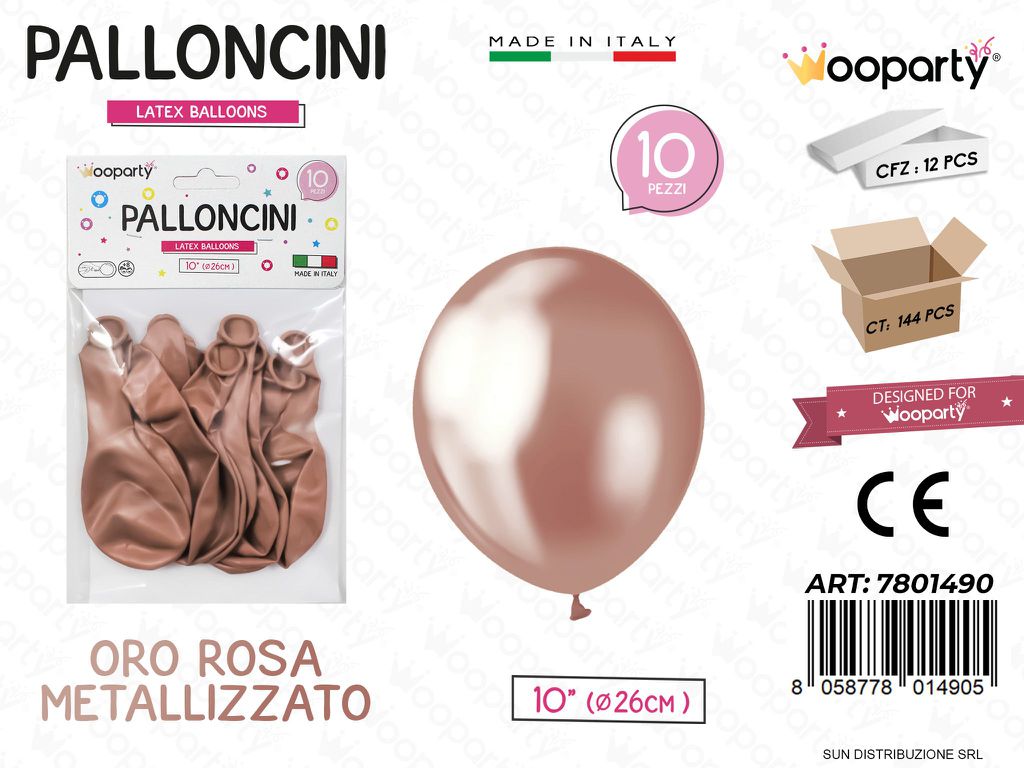 Palloncini Oro Rosa Metal 10 D.26CM 10PCS