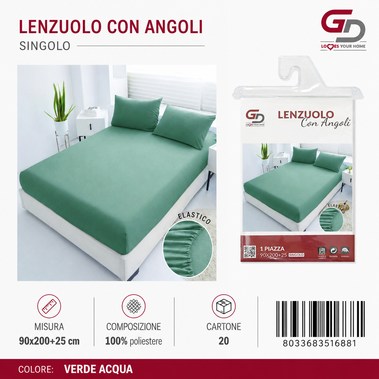 Lenzuolo Con Angoli Copripiumino+1 Federa Cuscino