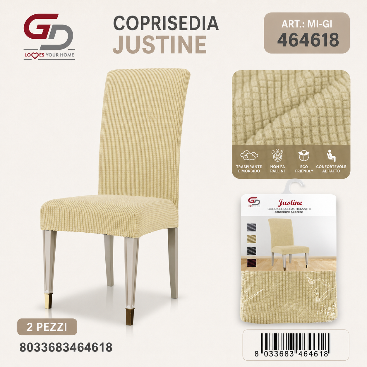 Coprisedia Justine 2 Pezzi