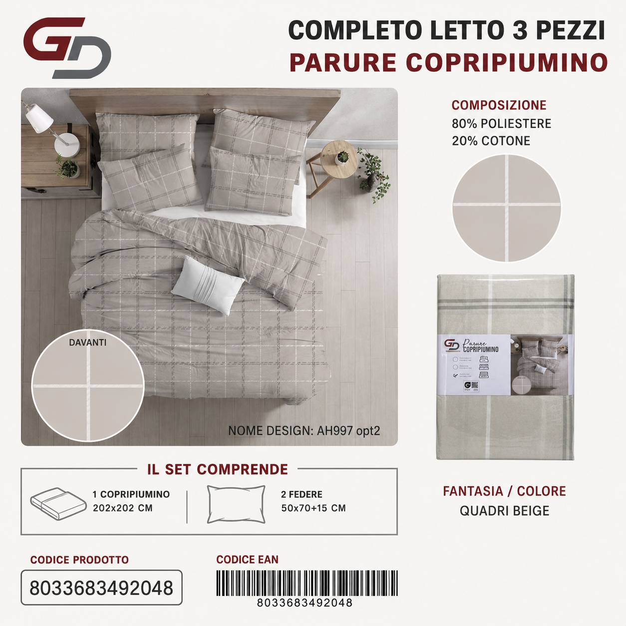 Parure Copripiumino Ah997 Opt2