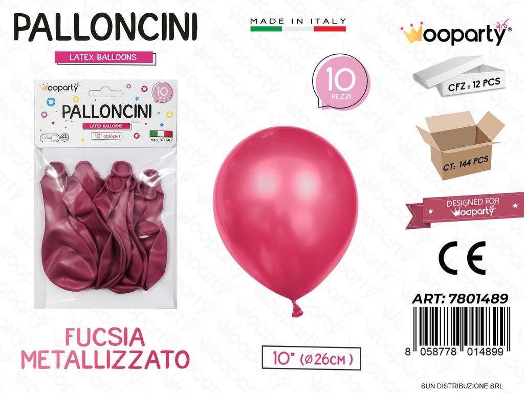 Palloncini Fucsia Metal 10 D.26CM 10PCS