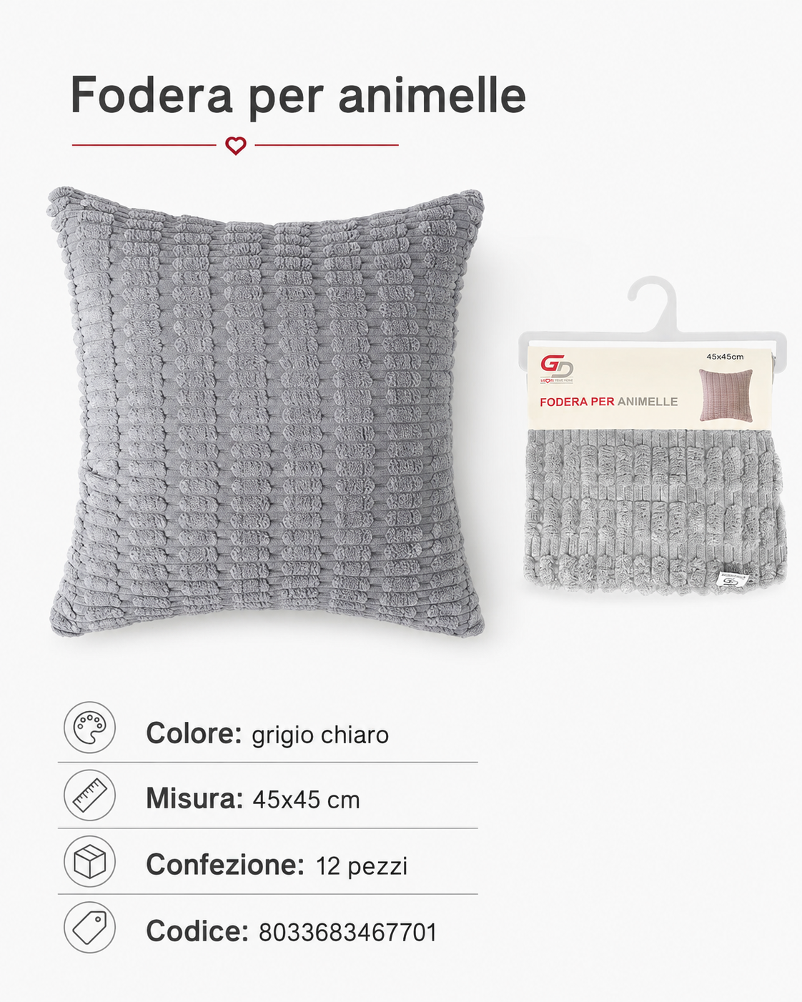 Federa Per Cuscino Animelle 45*45Cm