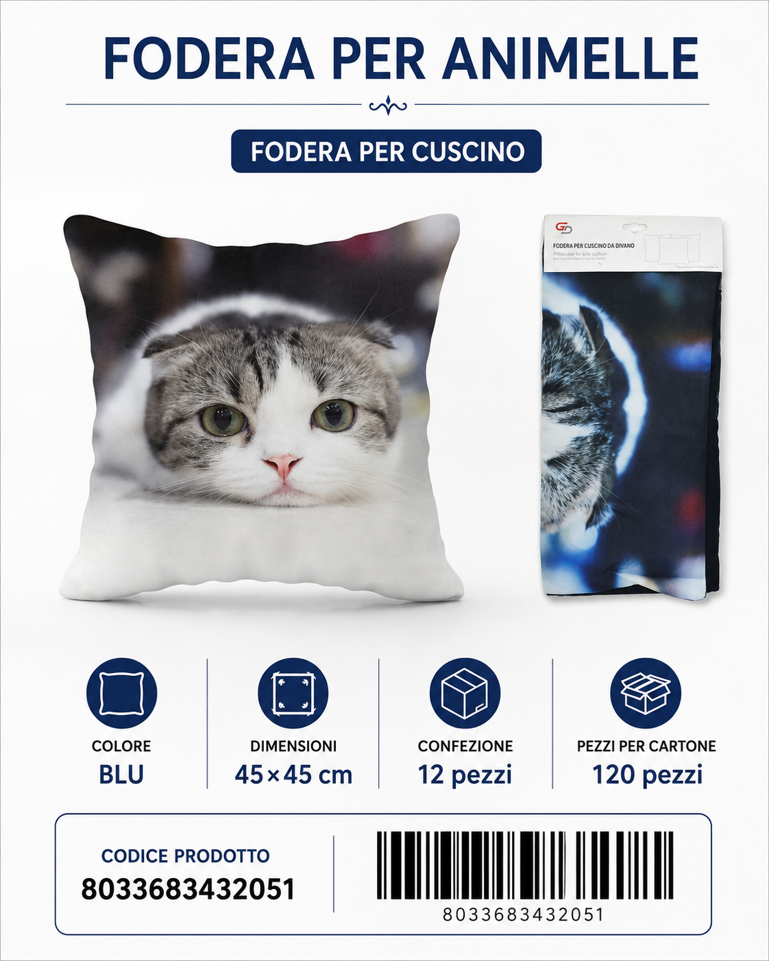 Federa Per Cuscino Animelle 45*45Cm