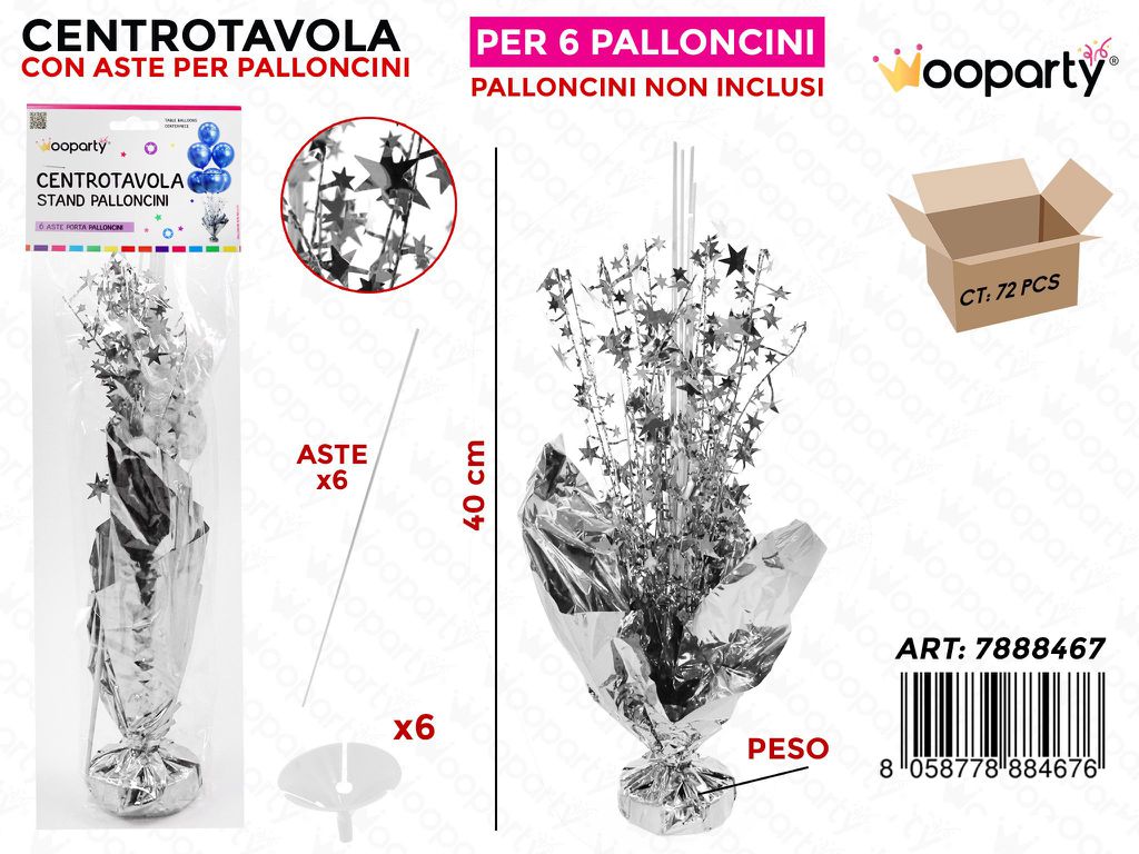 Centro Tavola c/ Aste per Palloncini ARG.40CM