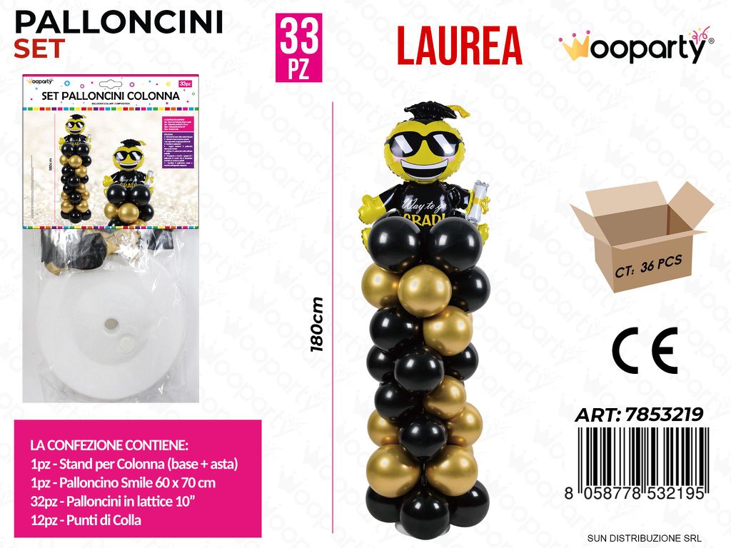 Set Palloncini Colonna Laurea 33PCS 180CM/ Pz da 6