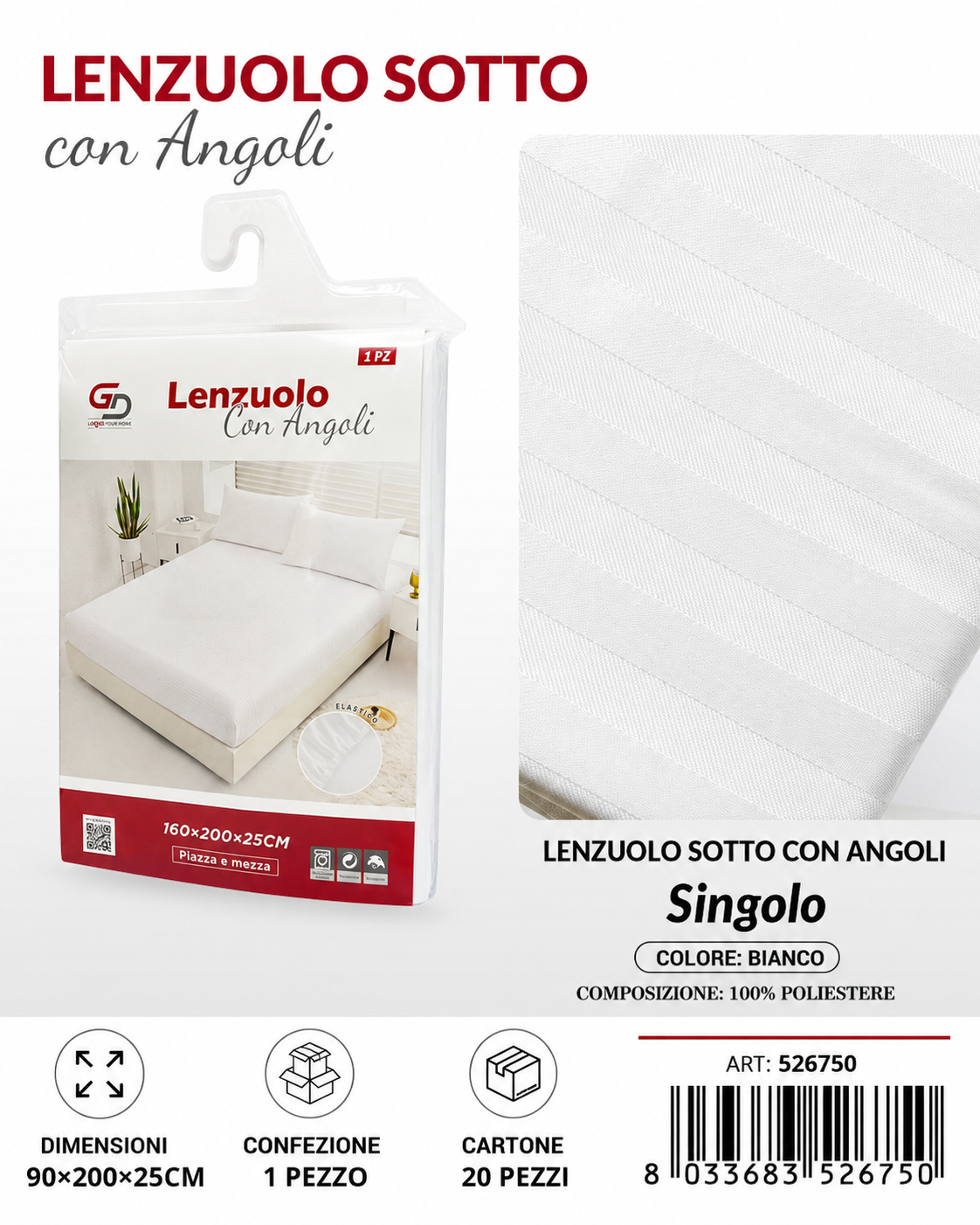 Lenzuolo Sotto Con Angoli 90*200Cm