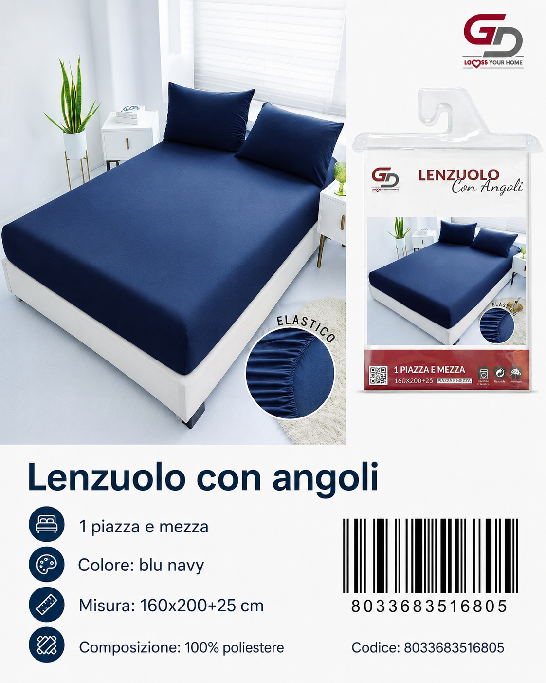 Lenzuolo Con Angoli Copripiumino+2 Federe Cuscino