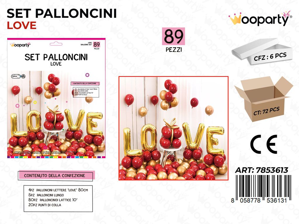 Set Palloncini Love Oro 89PCS Ass.