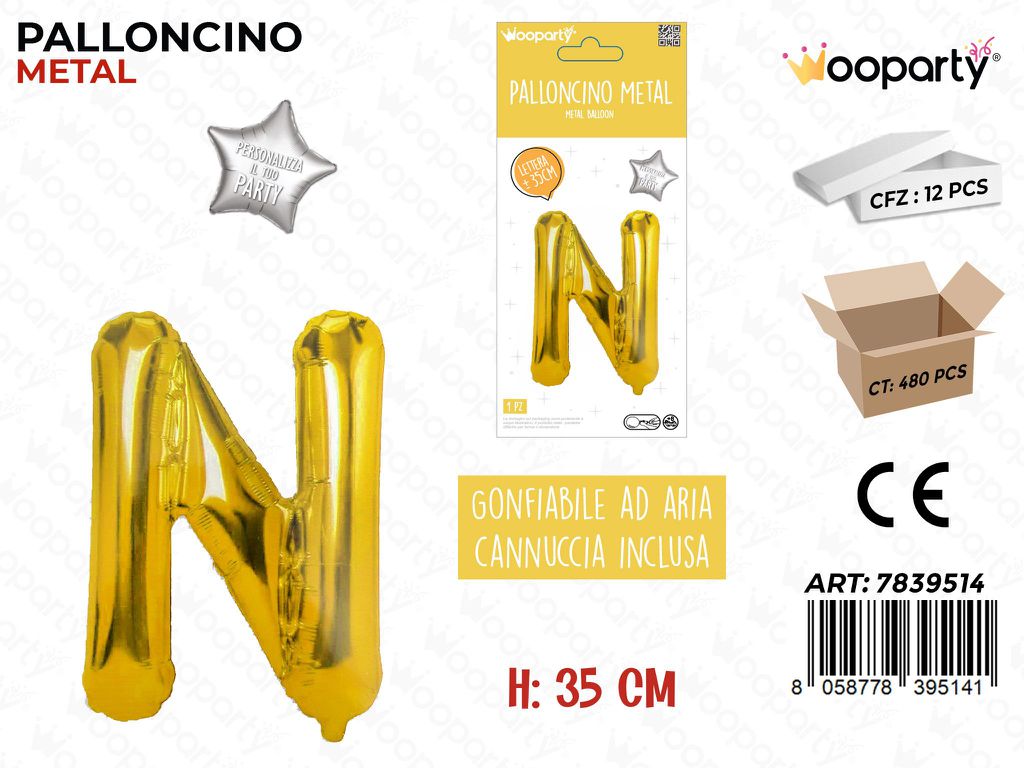 Palloncino Oro Metal Let. N 35CM