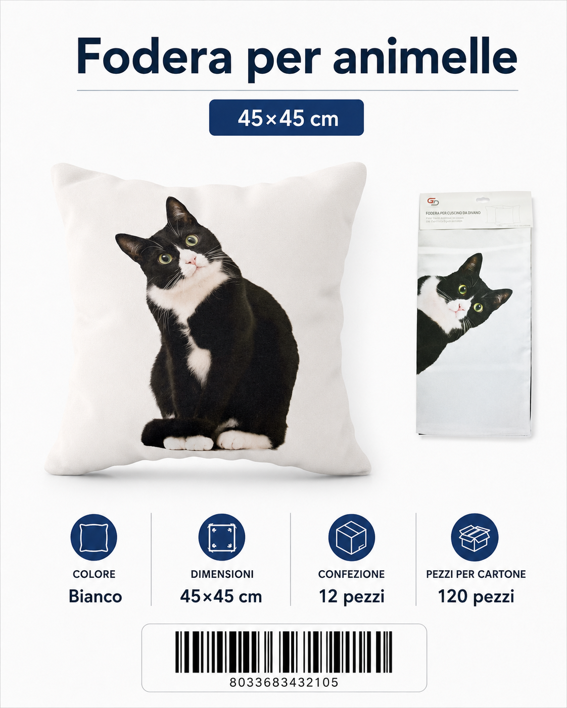 Federa Per Cuscino Animelle 45*45Cm
