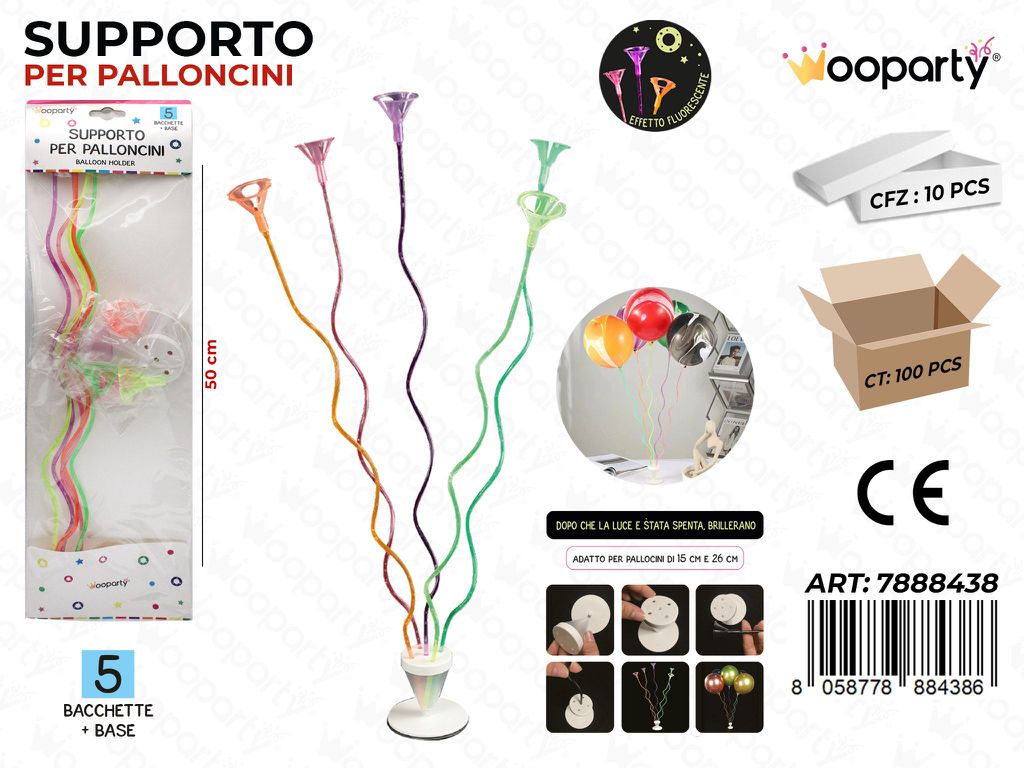Wooparty Supporto per Palloncini 5PCS 50CM
