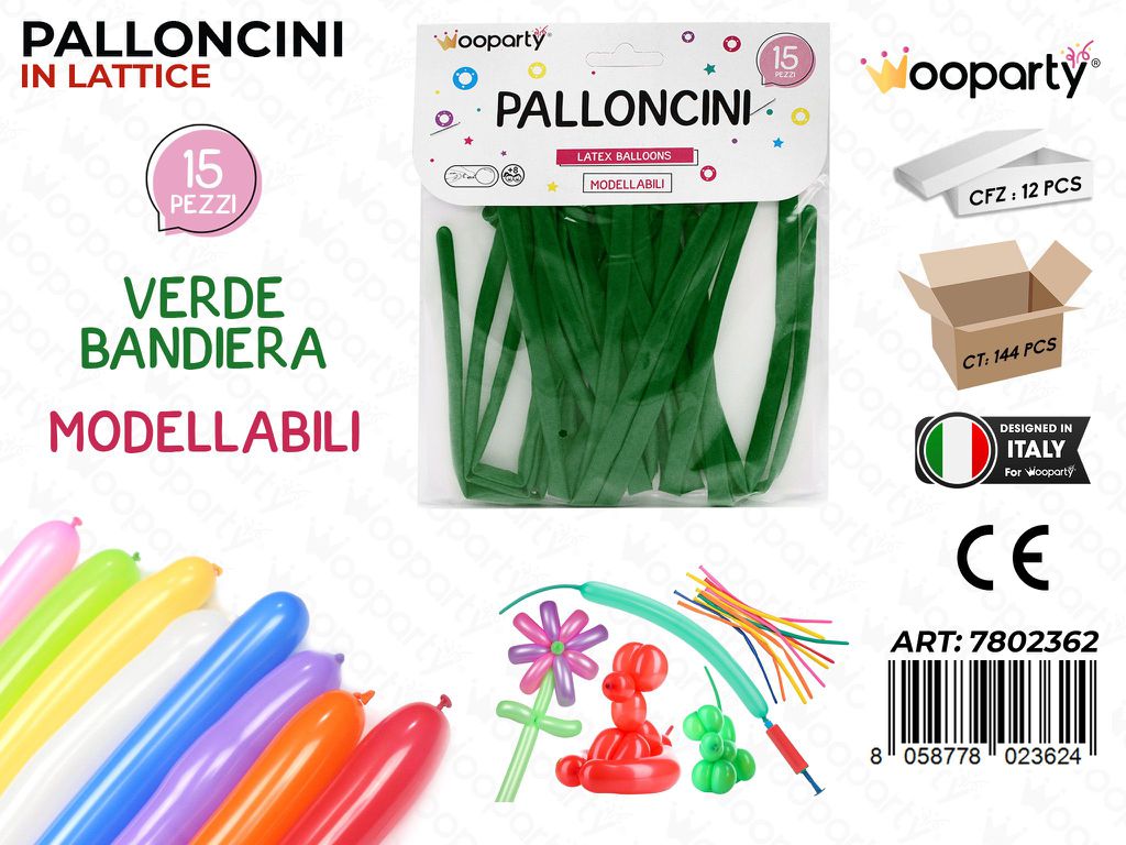 Palloncini Modellabili Verde Bandiera 15PCS