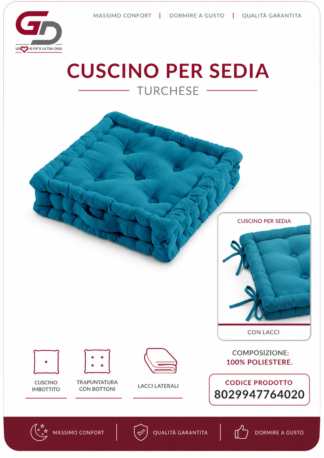 Cusc Mat Scozia 40*40*6 Petrolio