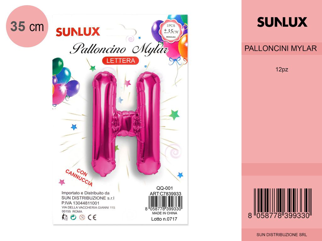Palloncino Mylar Fucsia Lettera H