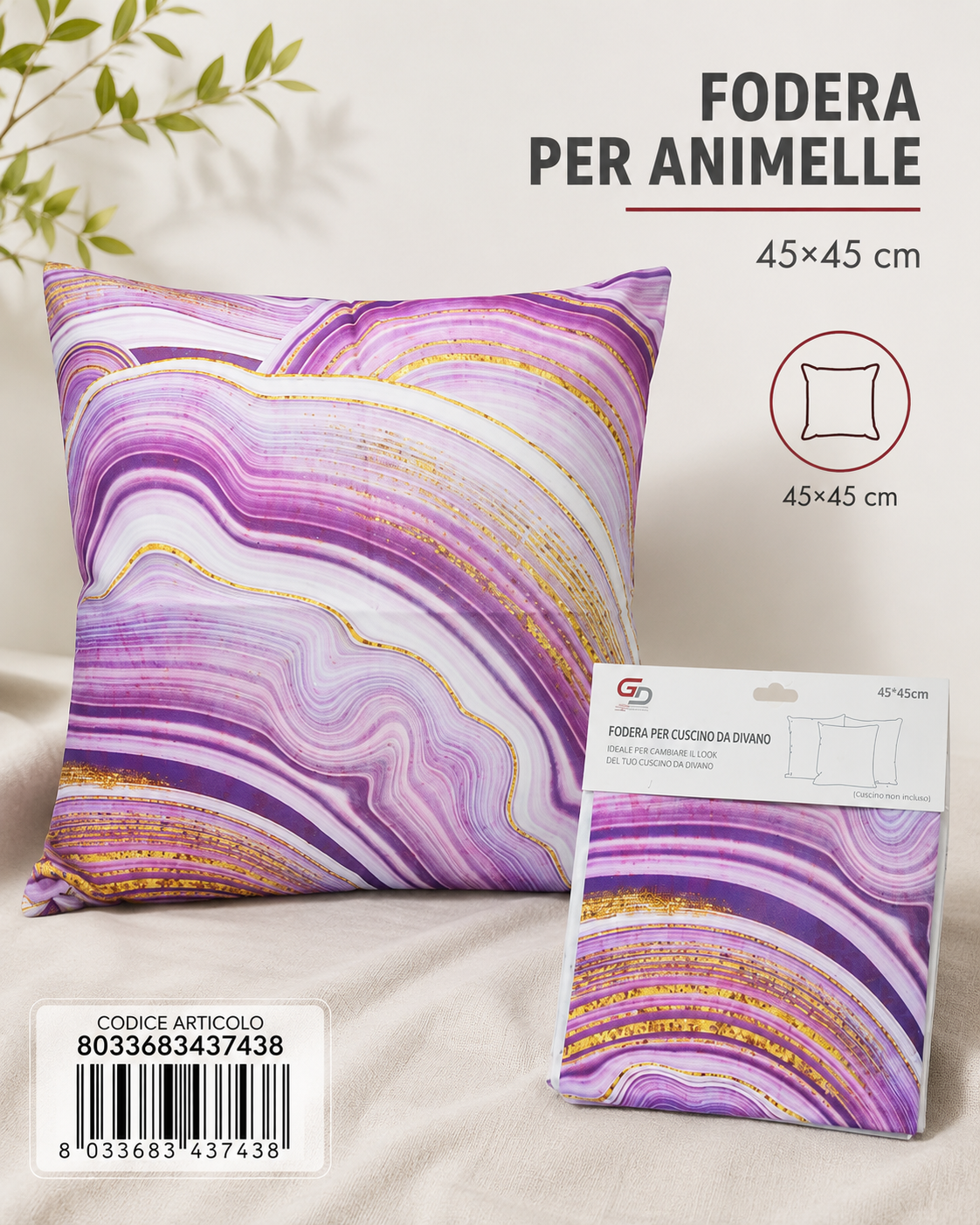 Federa Per Cuscino Animelle 45*45Cm