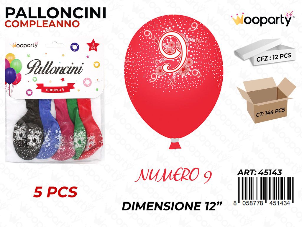 Palloncini D.12 Multicolore N.9 5PCS /Pz da 12*CFZ