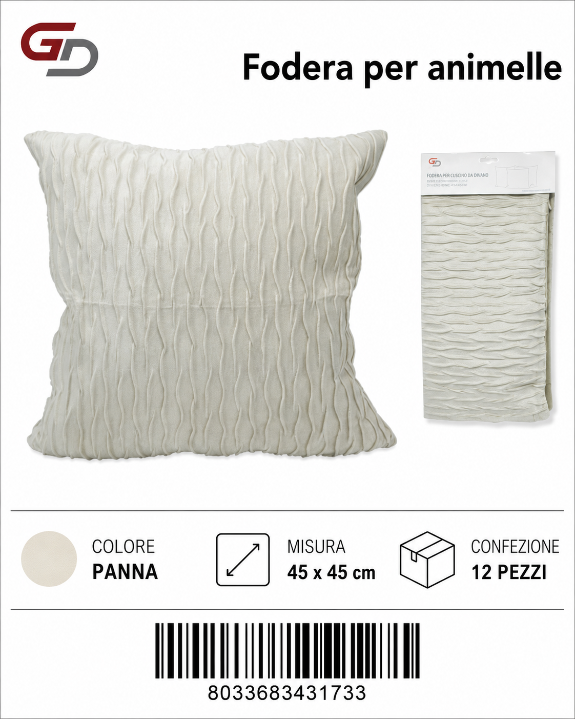 Federa Per Cuscino Animelle 45*45Cm